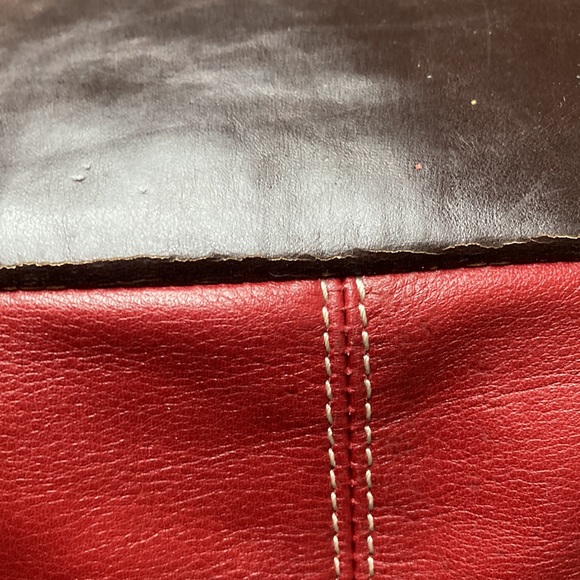 Luce Dark Red & Brown SUPER SOFT Genuine Leather Large Handbag - Picture 9 of 14